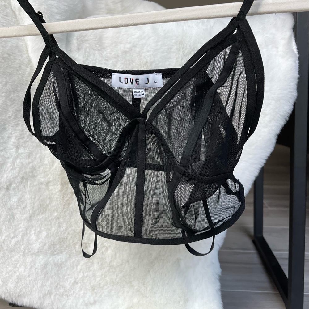 New With Tags!!! Mesh Black Bralette or Crop Top